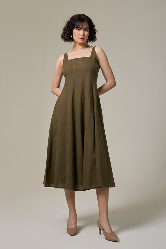 Forest Fern Square Neck Dress