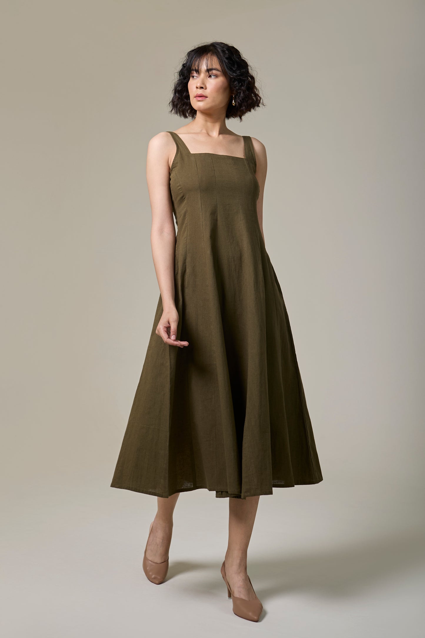 Forest Fern Square Neck Dress