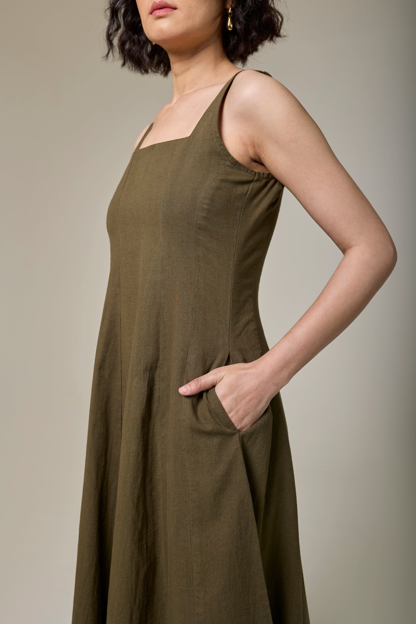 Forest Fern Square Neck Dress