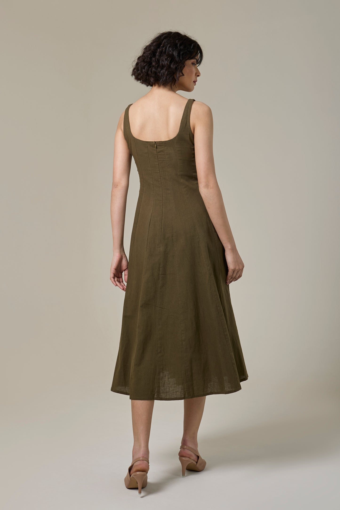 Forest Fern Square Neck Dress