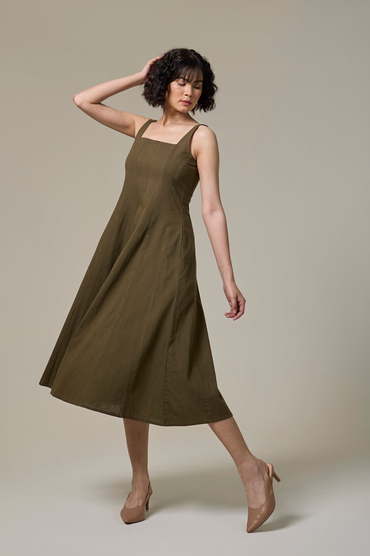 Forest Fern Square Neck Dress