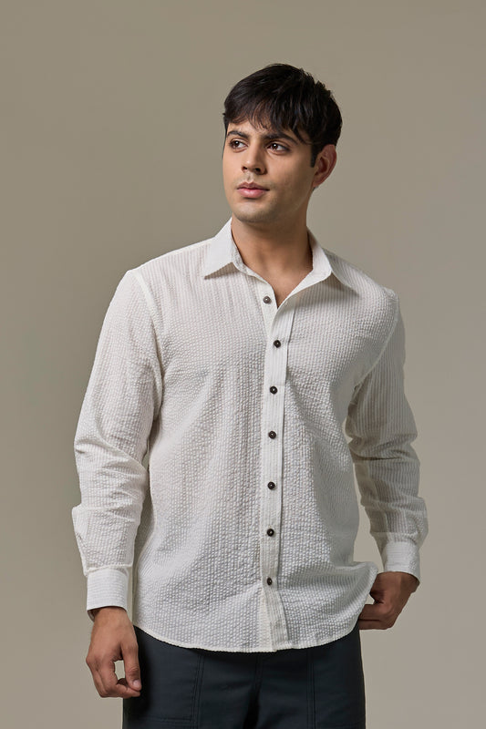 Safed Cotton Seersucker Shirt