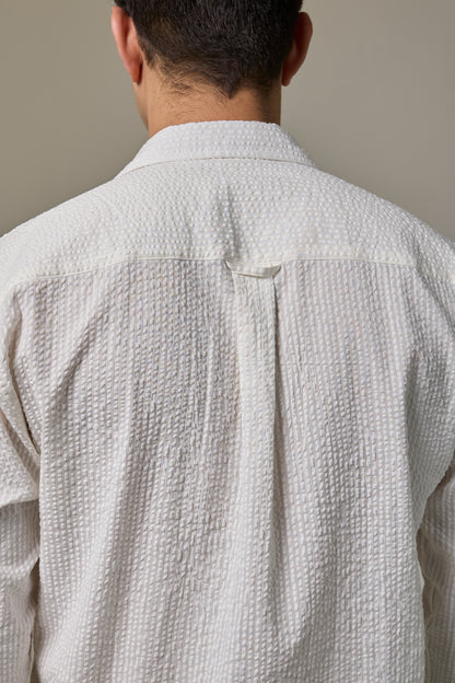 Safed Cotton Seersucker Shirt