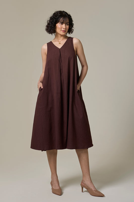 Mocha Brown A-Line Dress