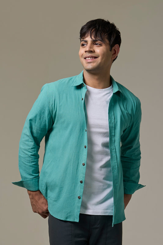 Seafoam Cotton Linen Shirt
