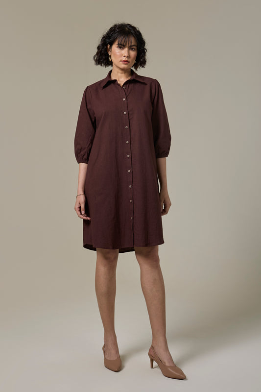 Mocha Brown Shirt Dress