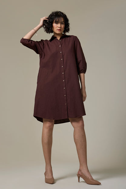 Mocha Brown Shirt Dress