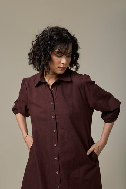 Mocha Brown Shirt Dress