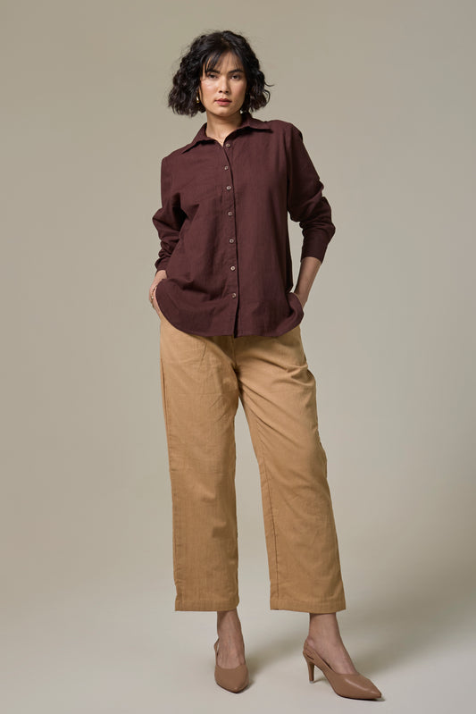 Mocha Brown Cotton Linen shirt