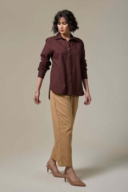 Mocha Brown Cotton Linen shirt