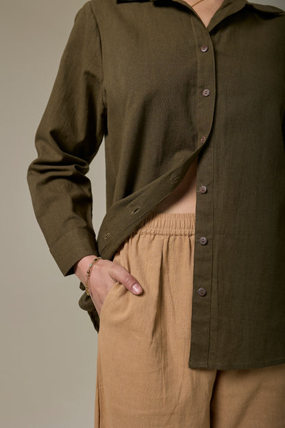 Forest Fern Cotton Linen shirt