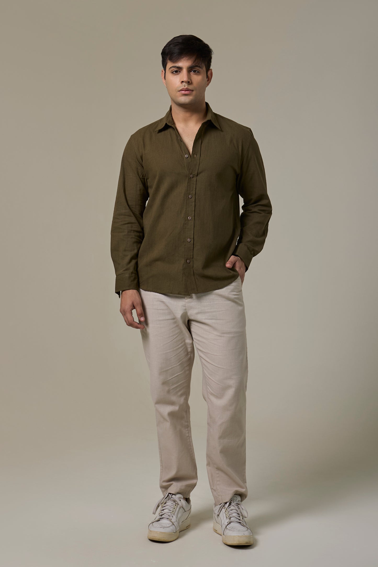 Wild Olive Cotton Linen Shirt