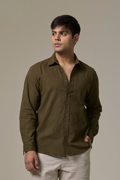 Wild Olive Cotton Linen Shirt