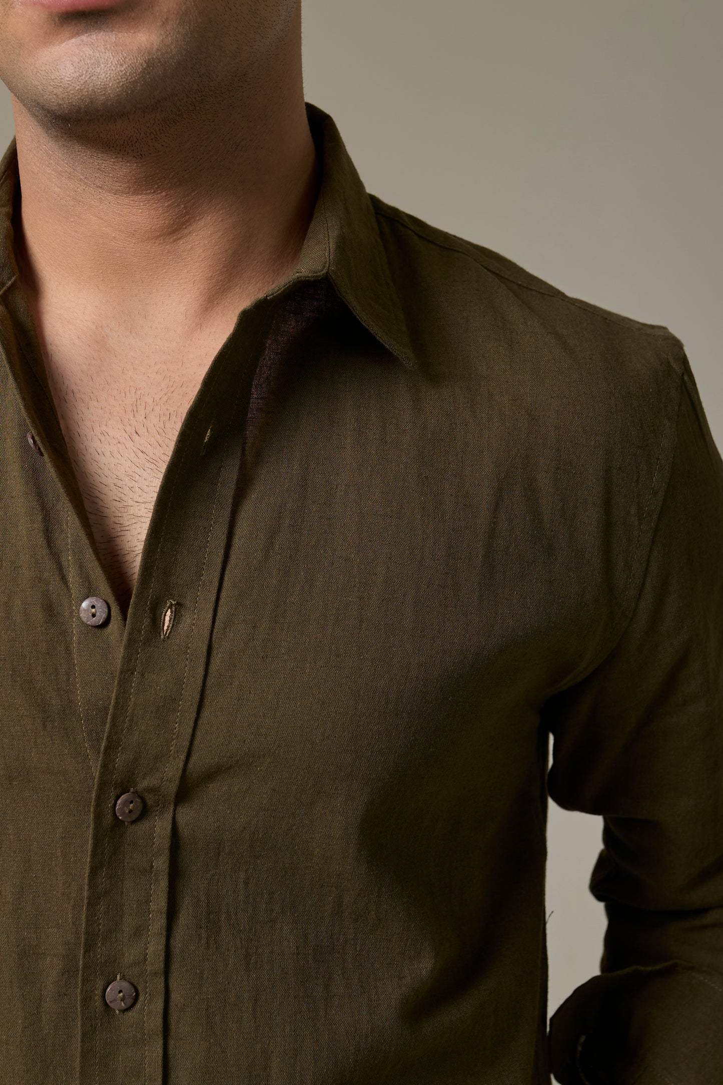 Wild Olive Cotton Linen Shirt