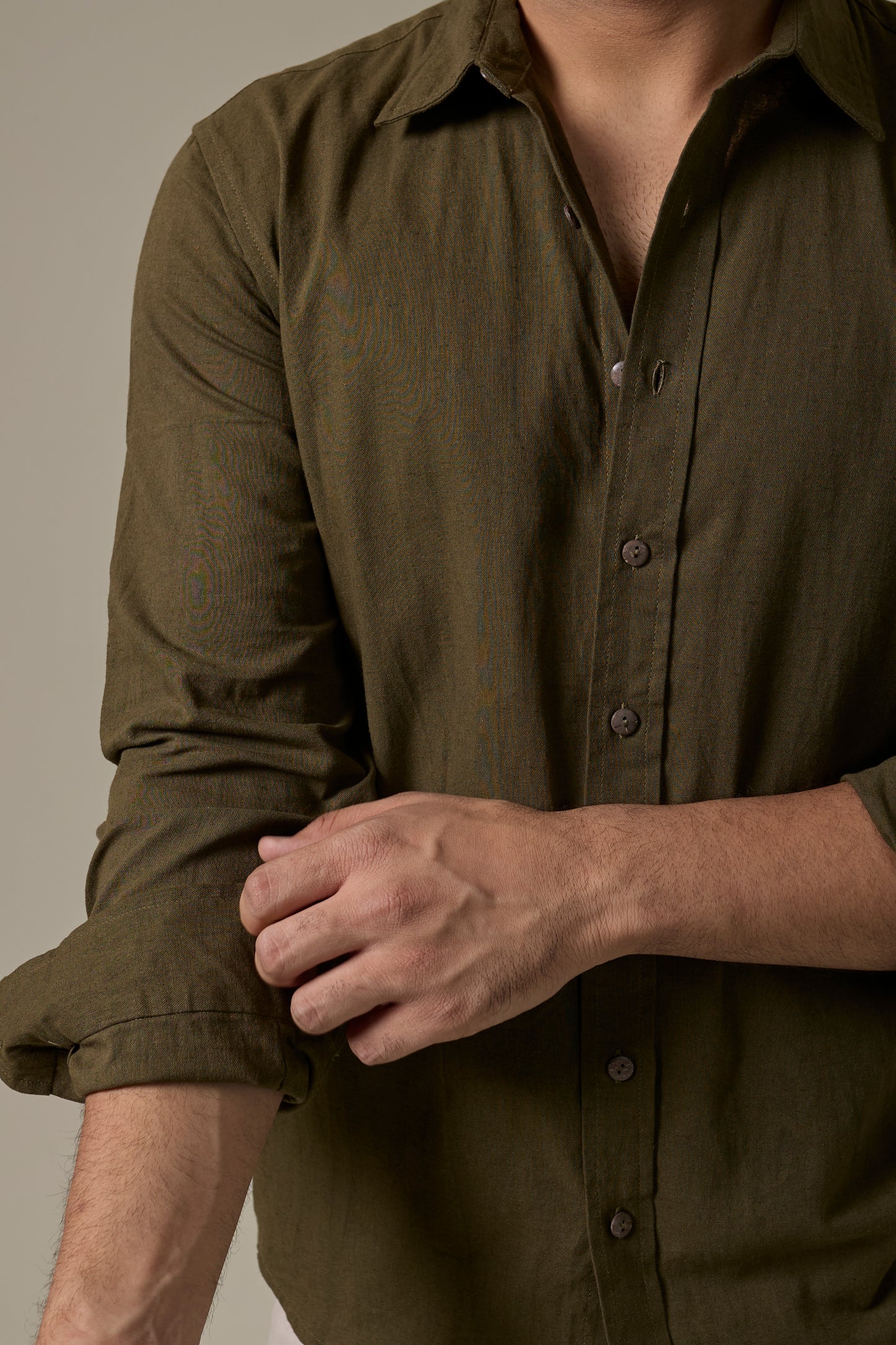 Wild Olive Cotton Linen Shirt