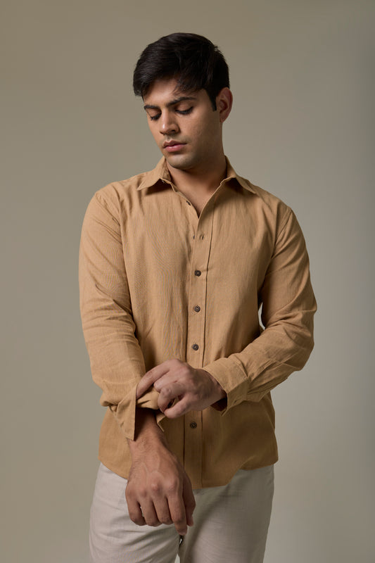 Khaki Cotton Linen Shirt