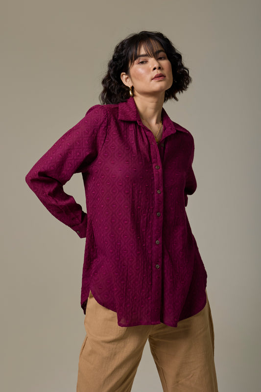 Mulberry Cotton Textured Shirt