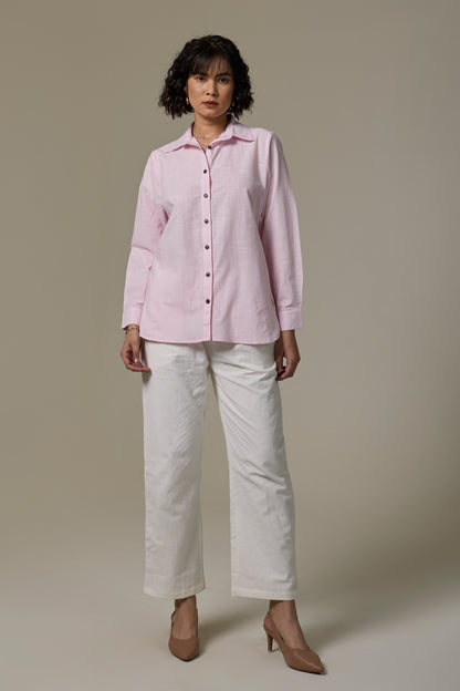Pearl Pink Cotton Slub Shirt