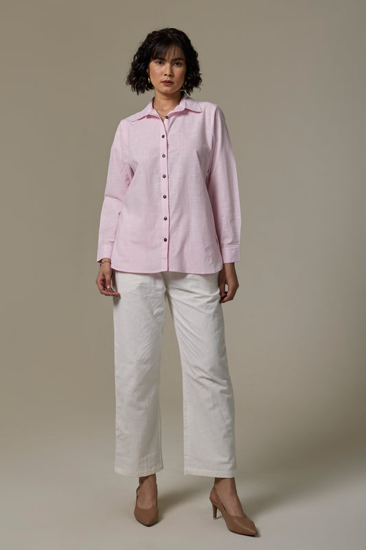 Pearl Pink Cotton Slub Shirt