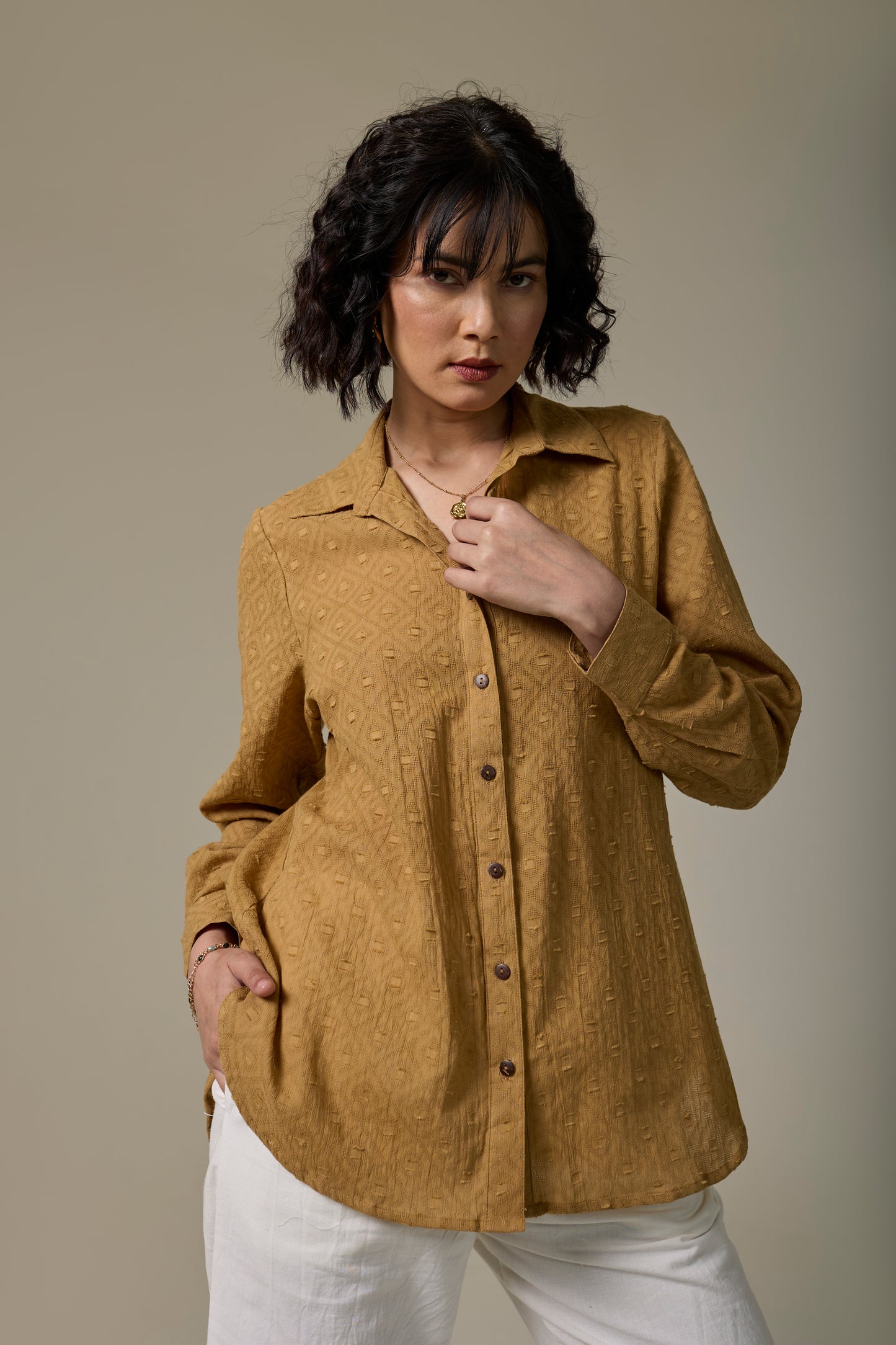Sand Cotton Textured shirt