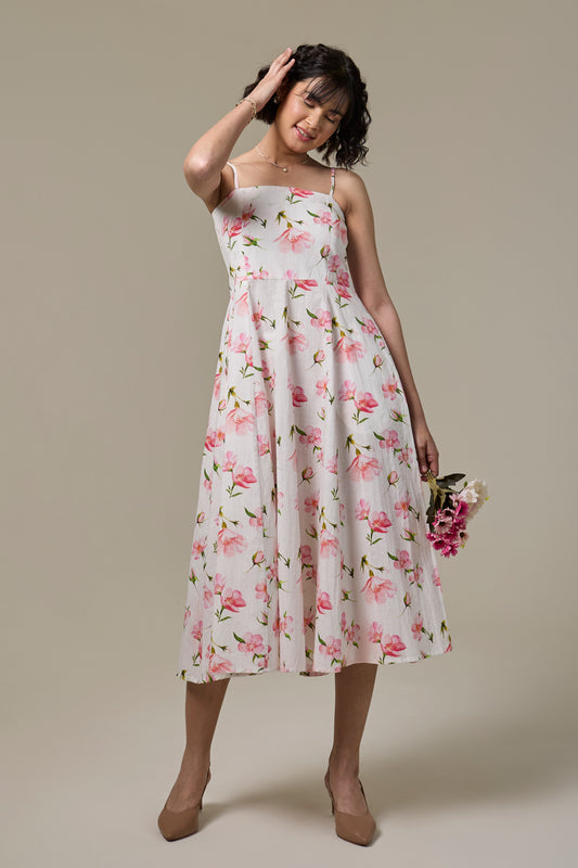 White Cherry Strappy Dress