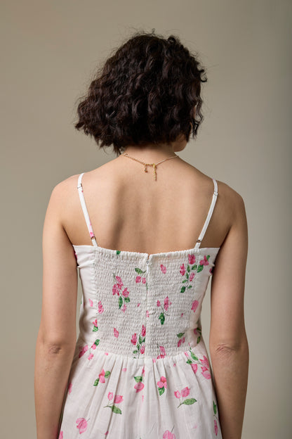 White Bougainvillea Strappy Dress
