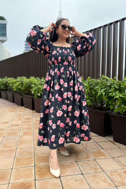 Black Cherry Smocked Dress