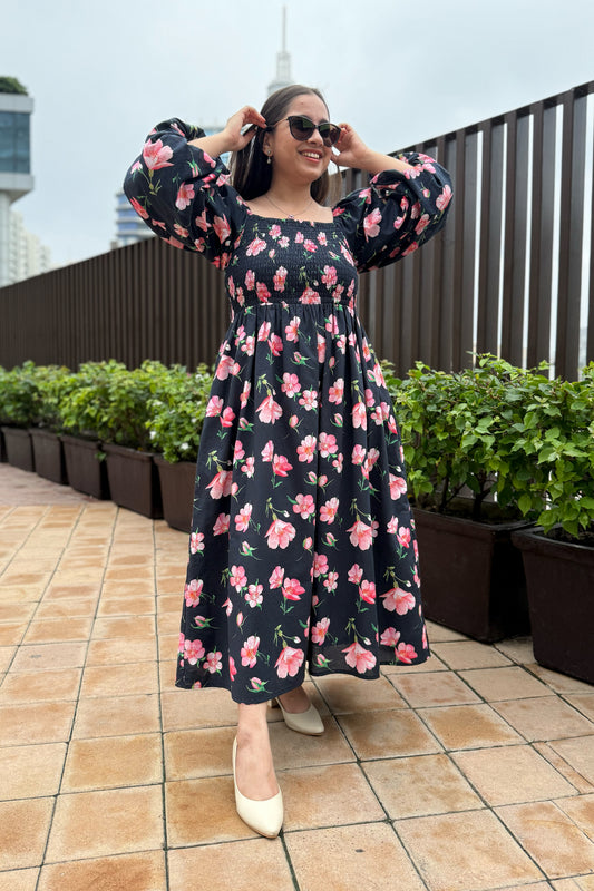Black Cherry Smocked Dress