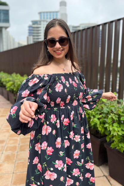 Black Cherry Smocked Dress
