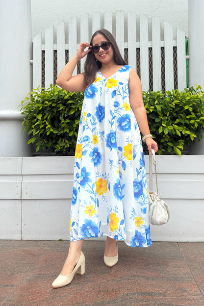 Blue Reverie A Line Dress