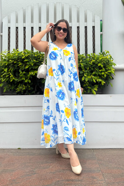 Blue Reverie A Line Dress