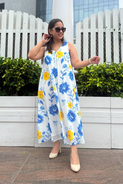 Blue Reverie A Line Dress