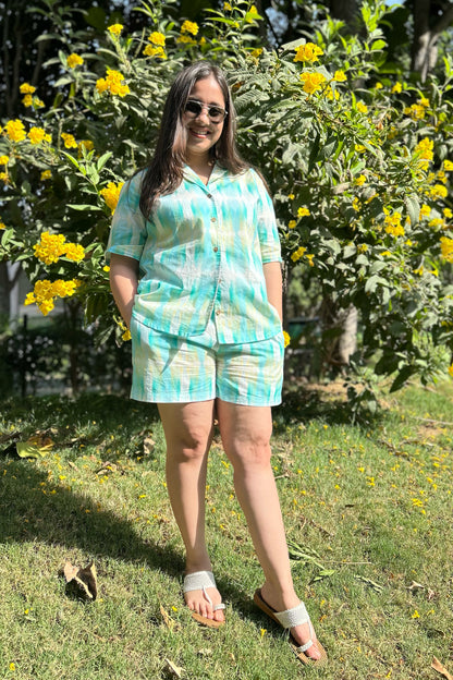 Aqua Green Shorts Set