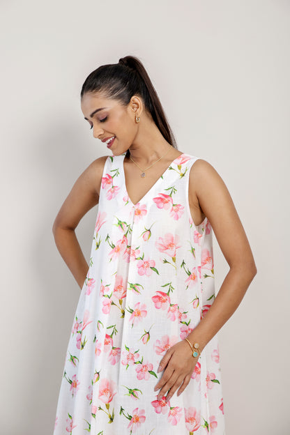 White Cherry A Line Dress