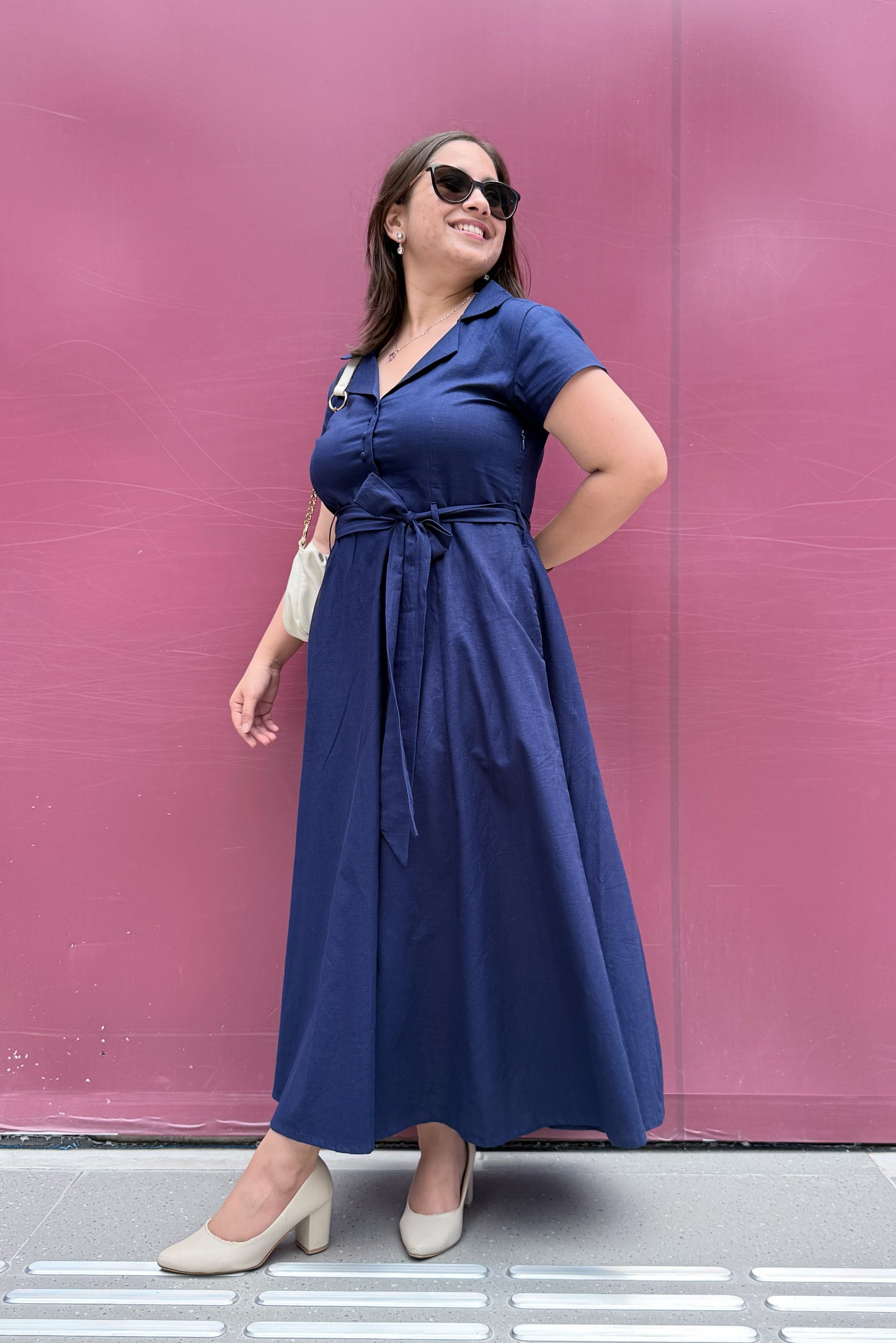 Ink Blue Belt Dress