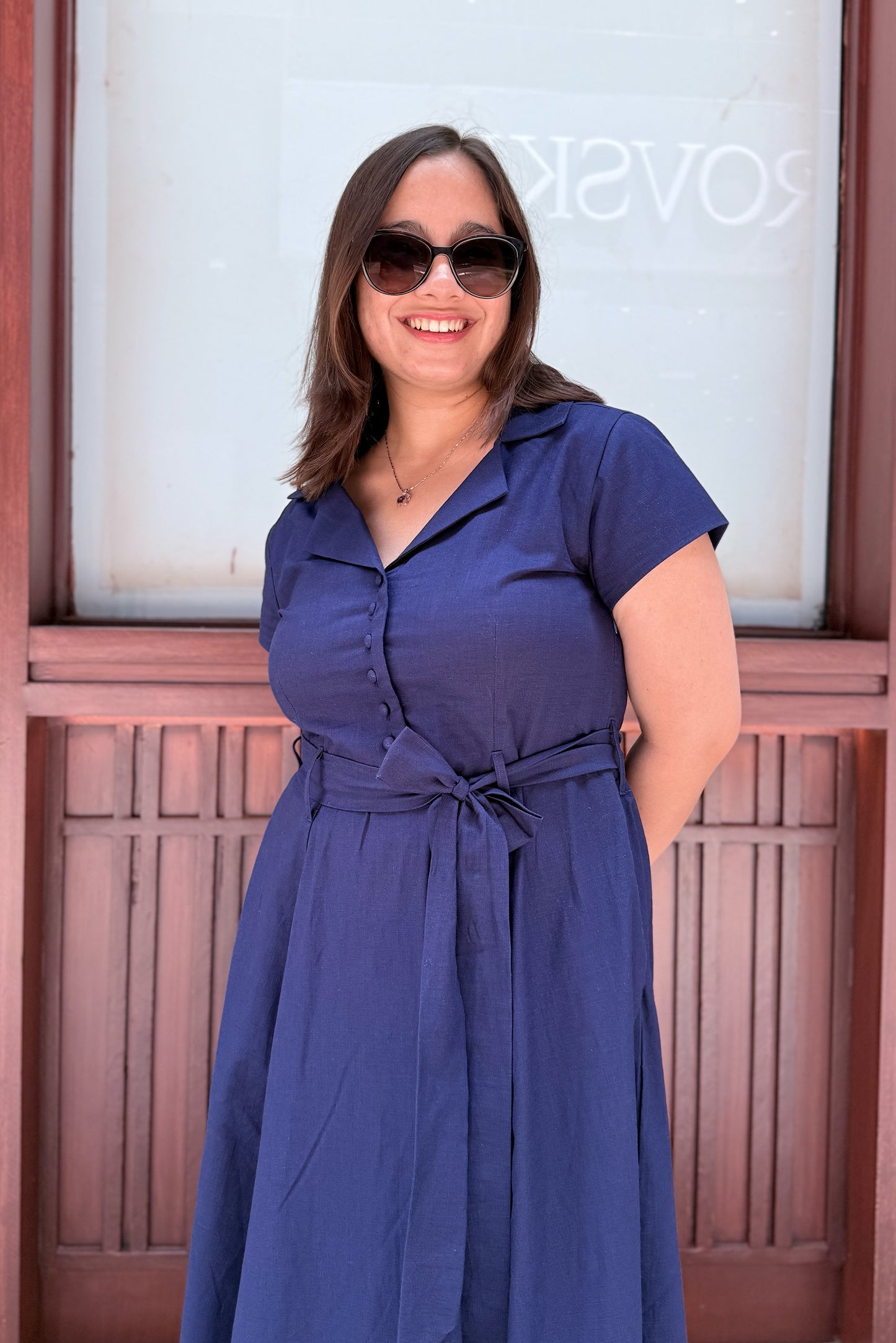 Ink Blue Belt Dress