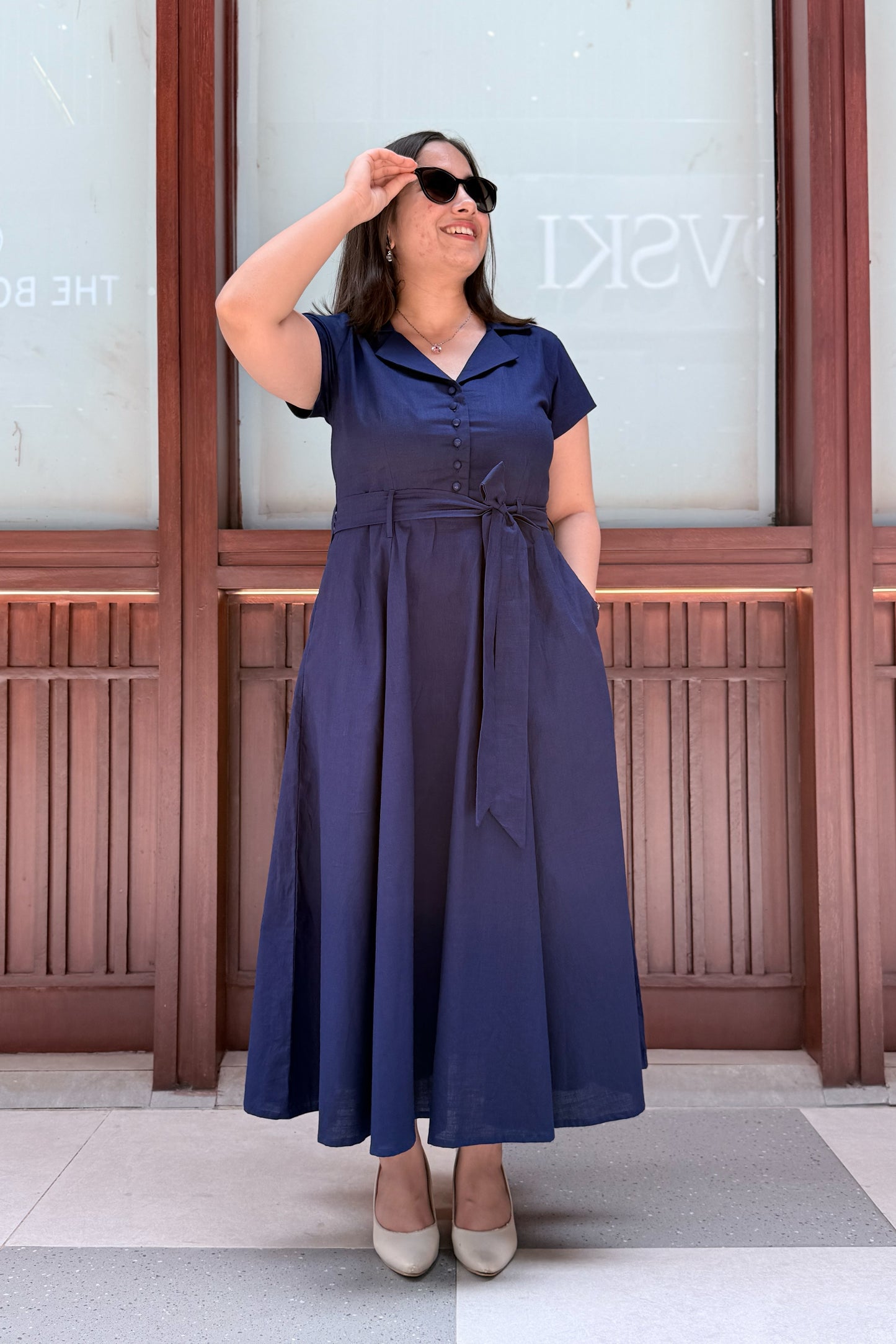 Ink Blue Belt Dress