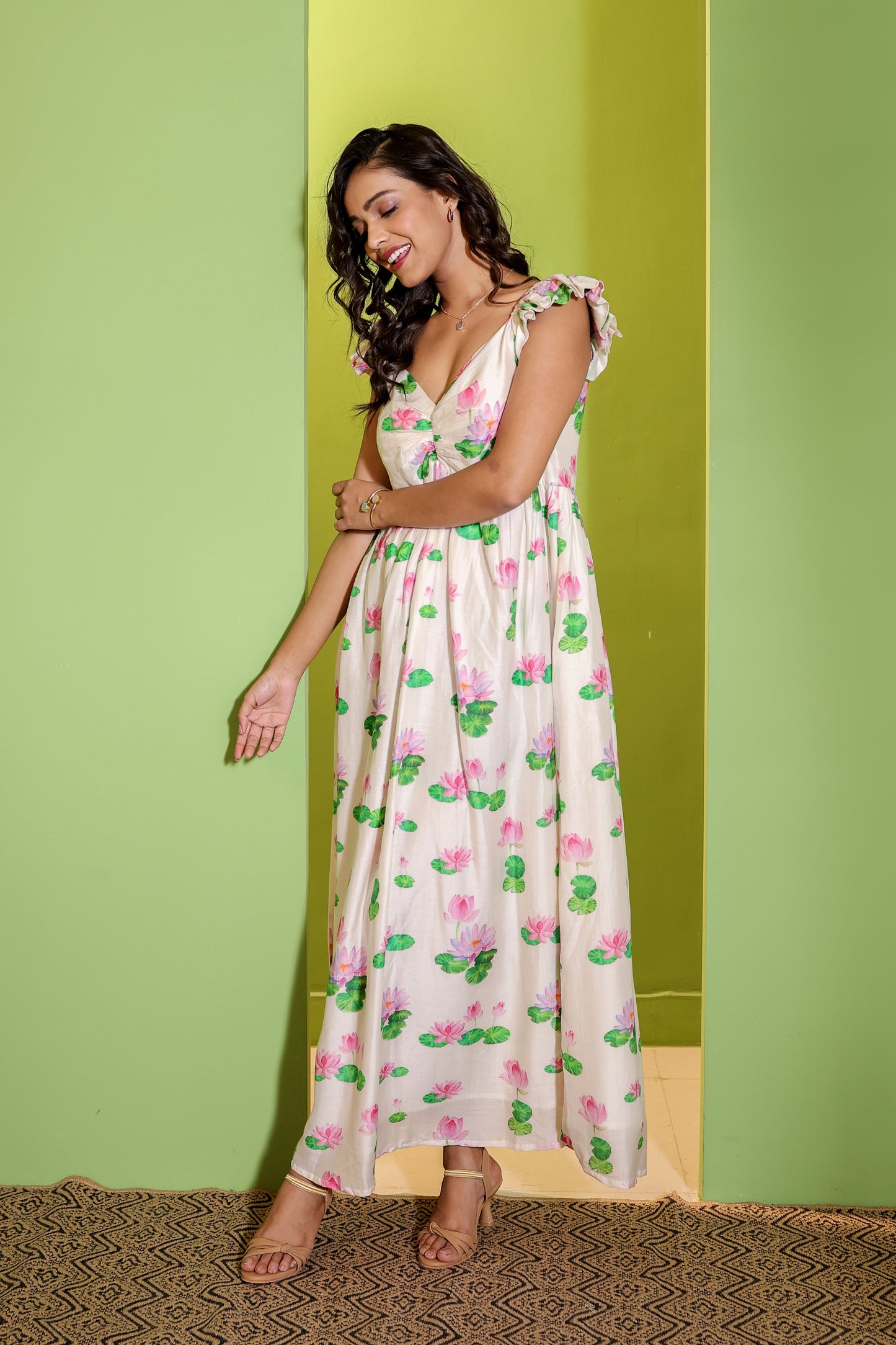 Whispering Lotus Sweetheart Dress