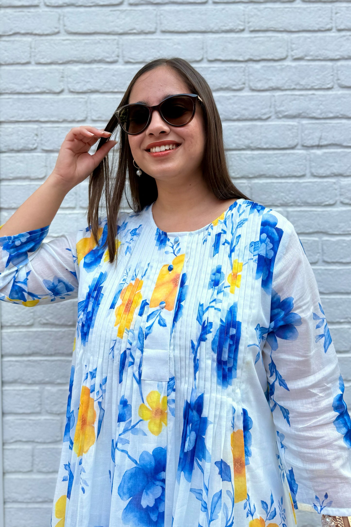 Blue Reverie Pin Tuck Kurta Set