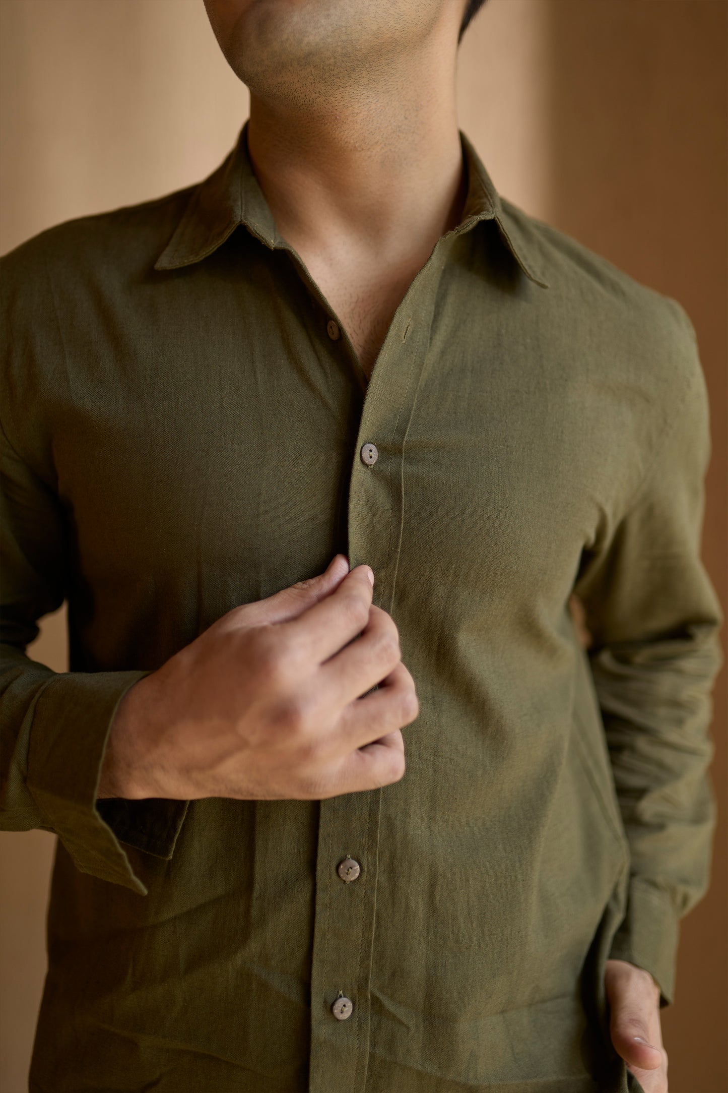 Wild Olive Cotton Linen Shirt