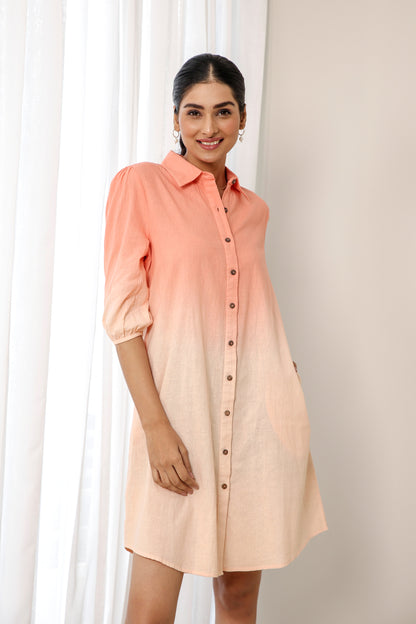 Peach Please Dip Dyed Shirt Dress