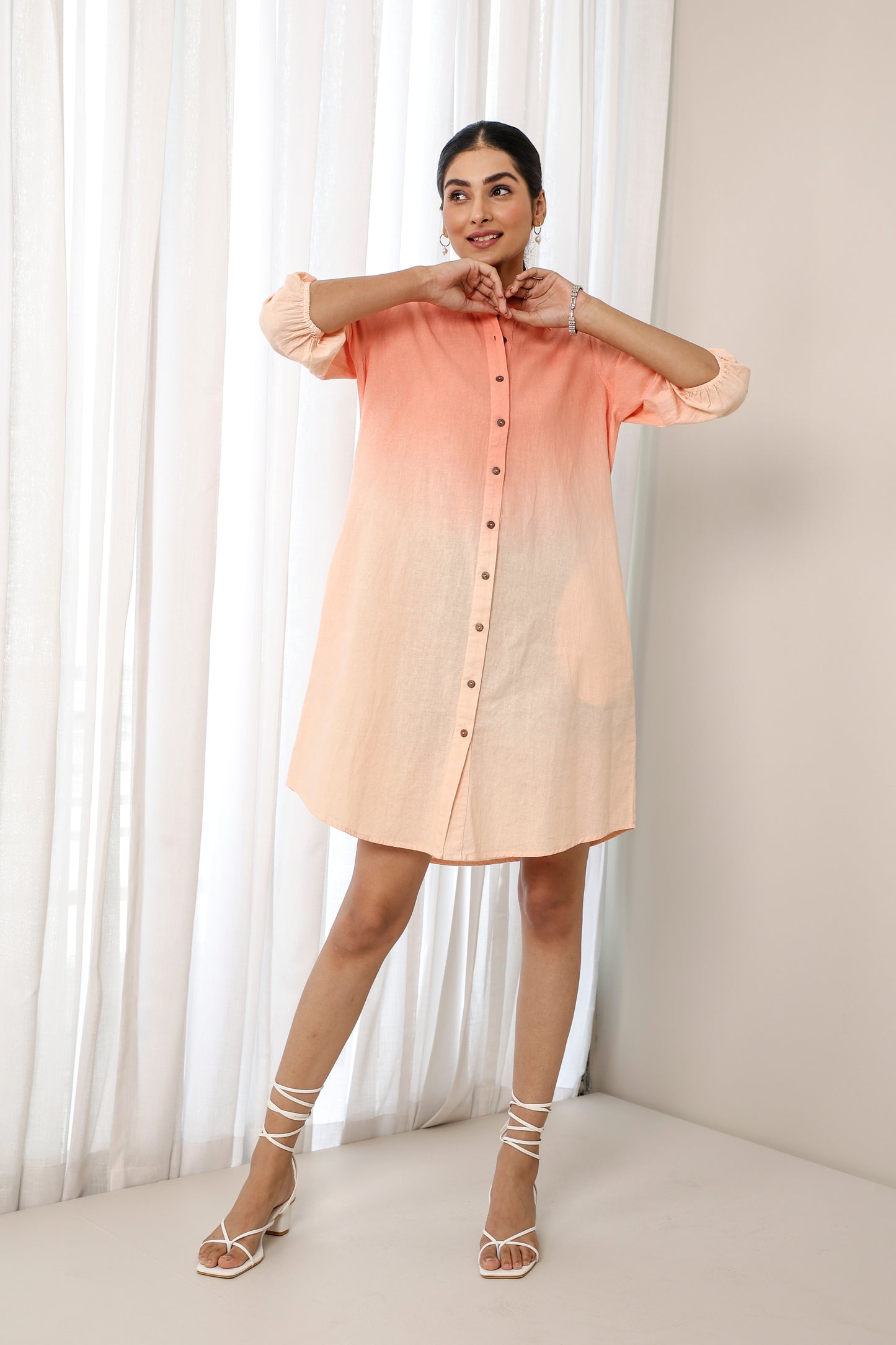 Peach Please Dip Dyed Shirt Dress