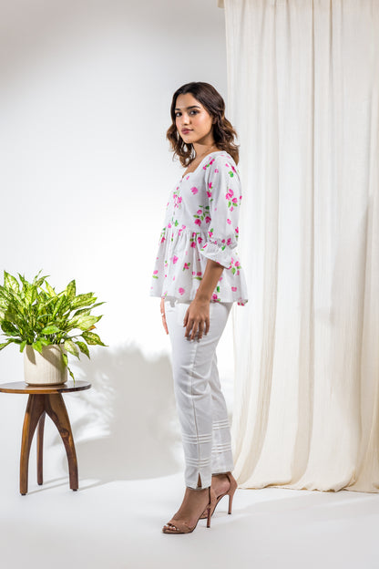 White Bougainvillea Sweetheart Top