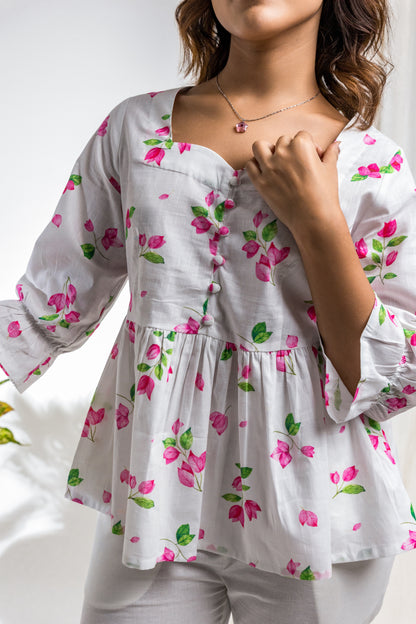 White Bougainvillea Sweetheart Top