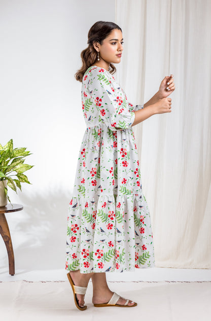 White Gulmohar Midi Dress