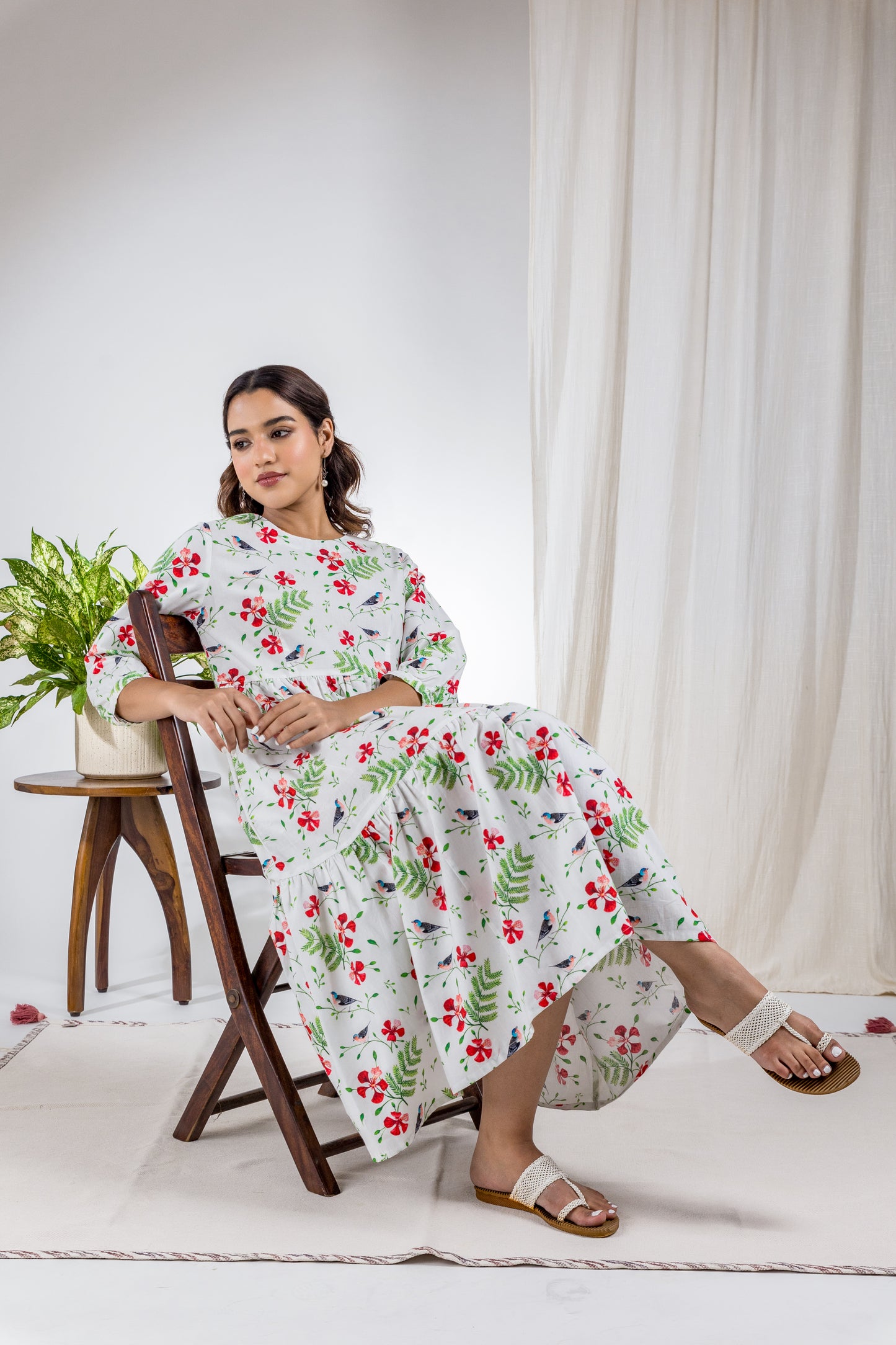 White Gulmohar Midi Dress