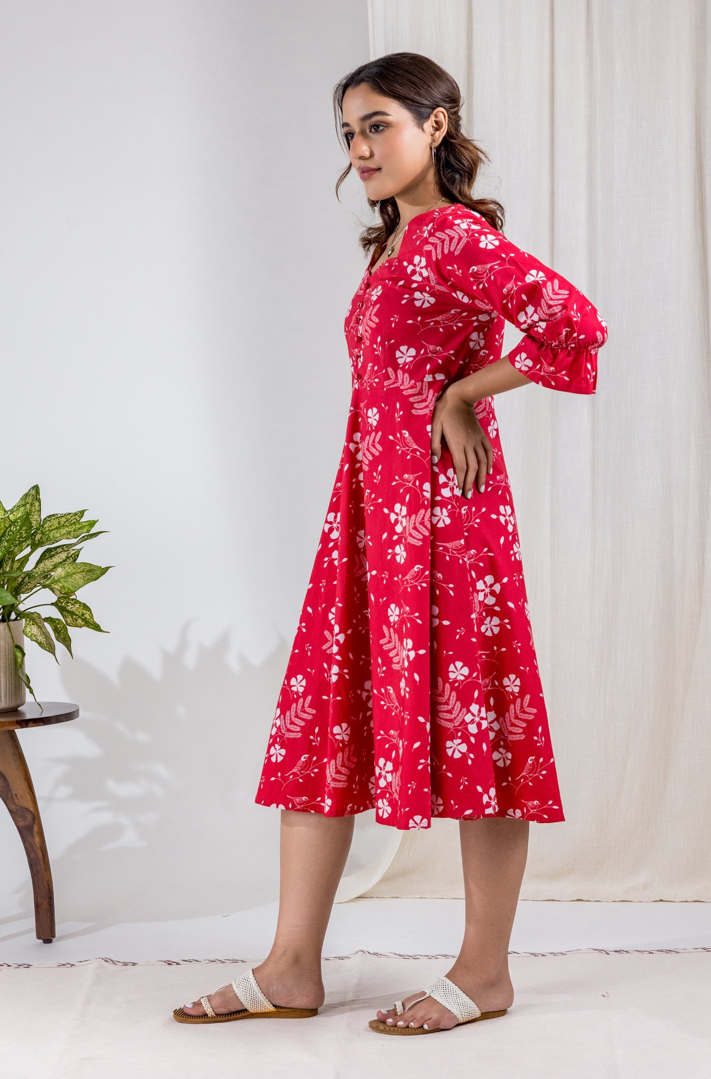 Red Gulmohar Sweetheart Dress