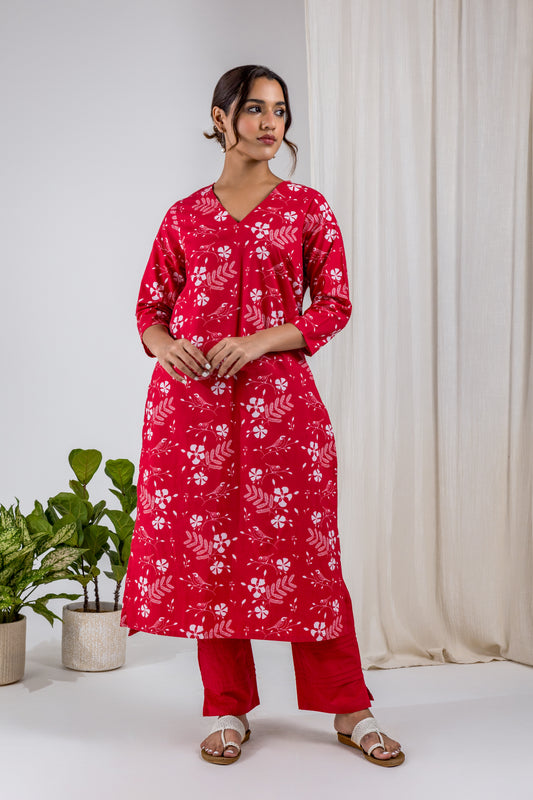 Red Gulmohar Kurta Set