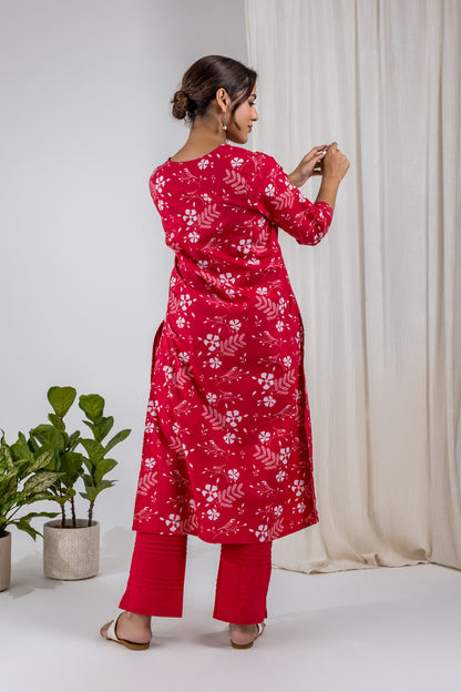 Red Gulmohar Kurta Set