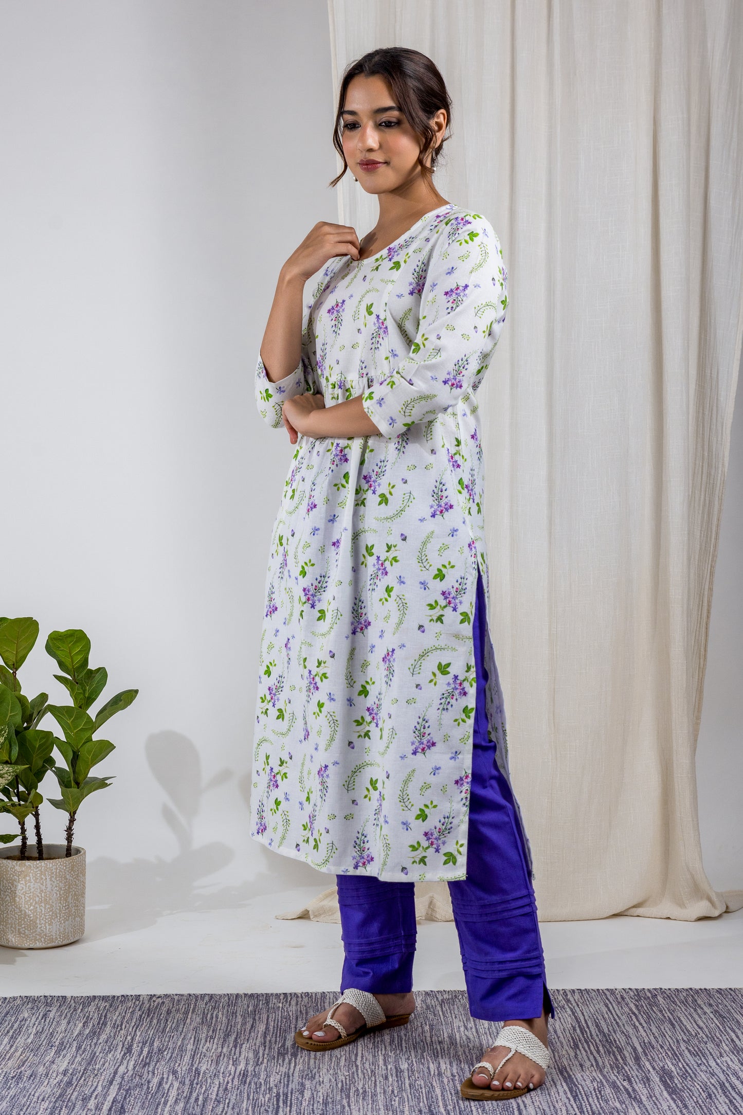 Lavender Shower Yoke Kurta Set